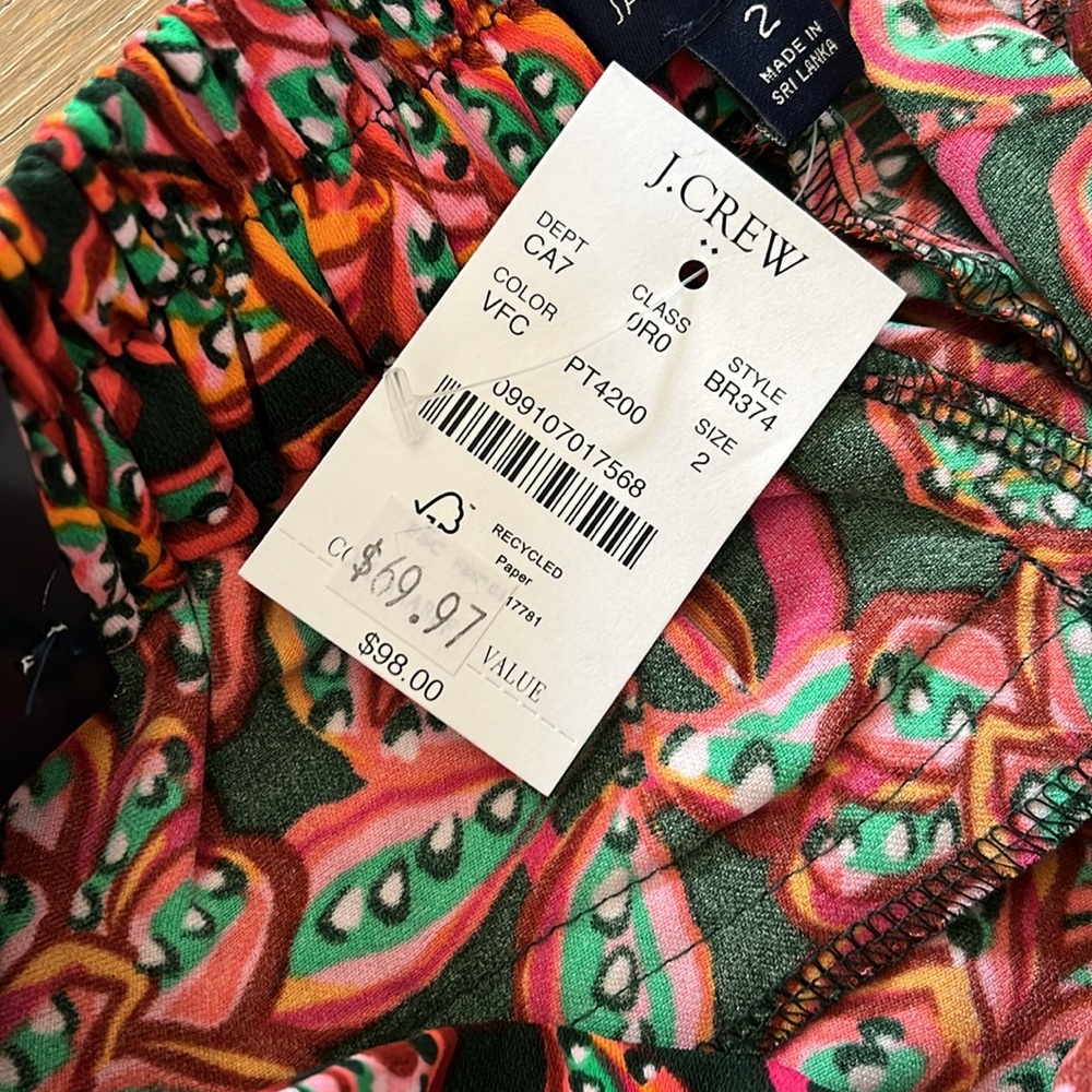 J Crew Jamie Floral Pants size 2 NWT - Picture 5 of 12